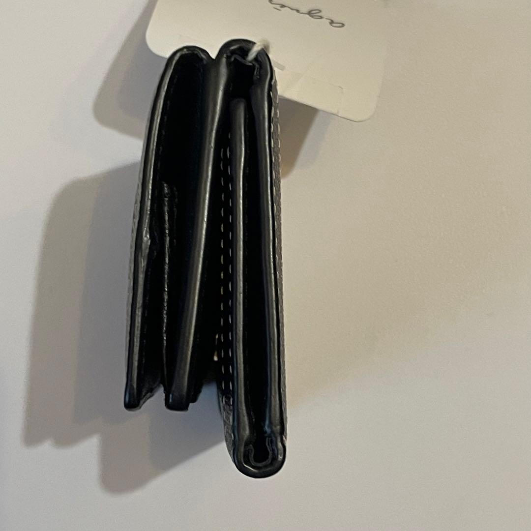 新品未使用✨agnes b. 折り財布 三つ折り ロゴ金具 レザー ブラック