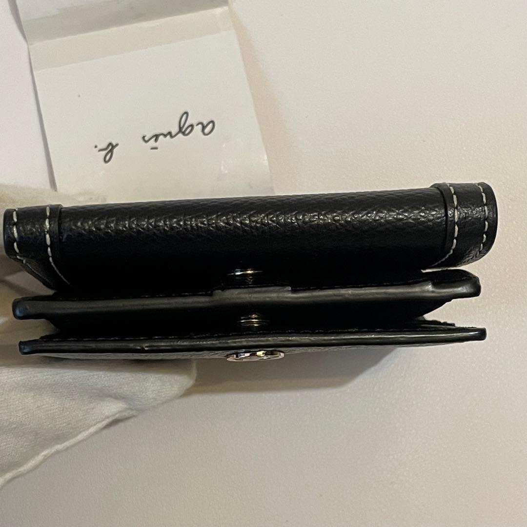 新品未使用✨agnes b. 折り財布 三つ折り ロゴ金具 レザー ブラック