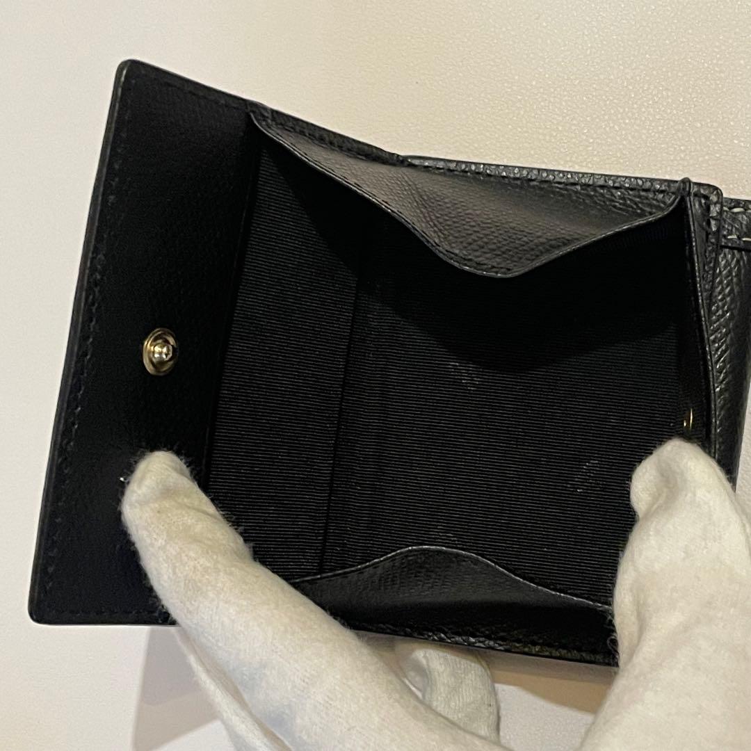 新品未使用✨agnes b. 折り財布 三つ折り ロゴ金具 レザー ブラック