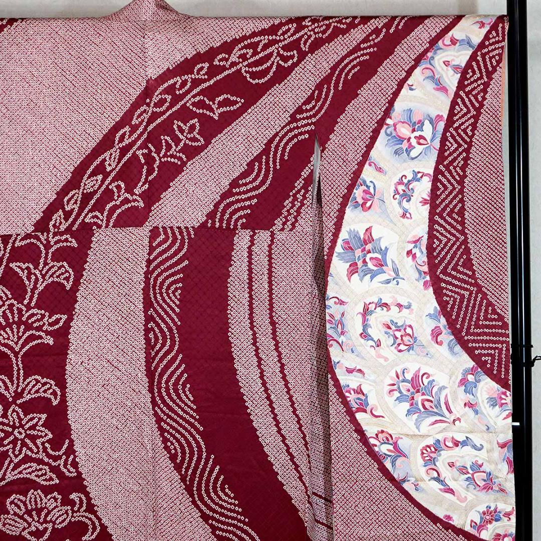 165-170cm　LLサイズ　渋紫　正絹振袖　長じゅばんセット　　a202