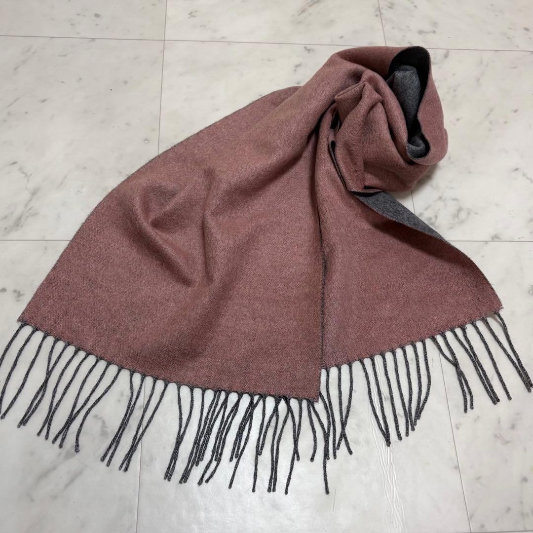 美品 ピアチェンツァ カシミヤ シルク マフラー ストール くすみピンク グレー