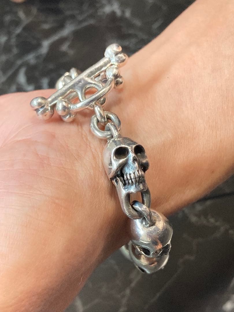 [54] Silver950 / SKULL 8連 ブレスレット ヴィンテージ