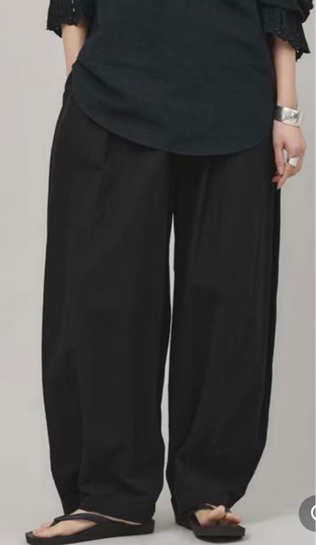 今季新品コットンリネンドロストパンツ黒