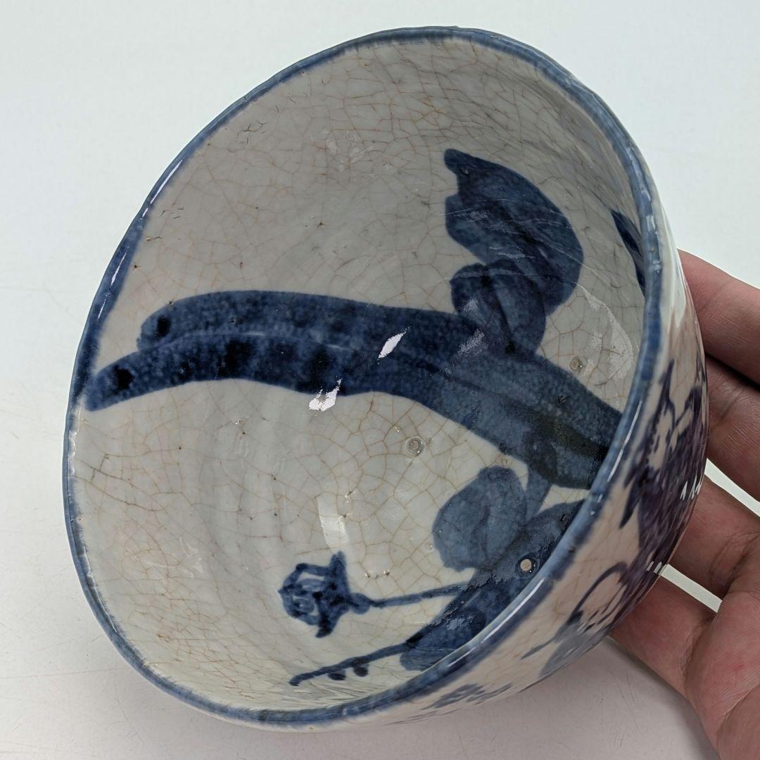 江戸後期 尾形周平 古京焼 大石氏祇園一力康楽之図茶盌 用心箱 染付 大石内蔵助