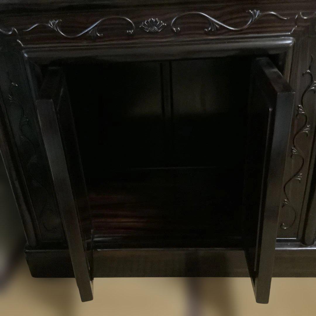 美品　レトロ　飾り棚　違い棚　茶棚　茶道　紫檀　木製　和家具　彫刻