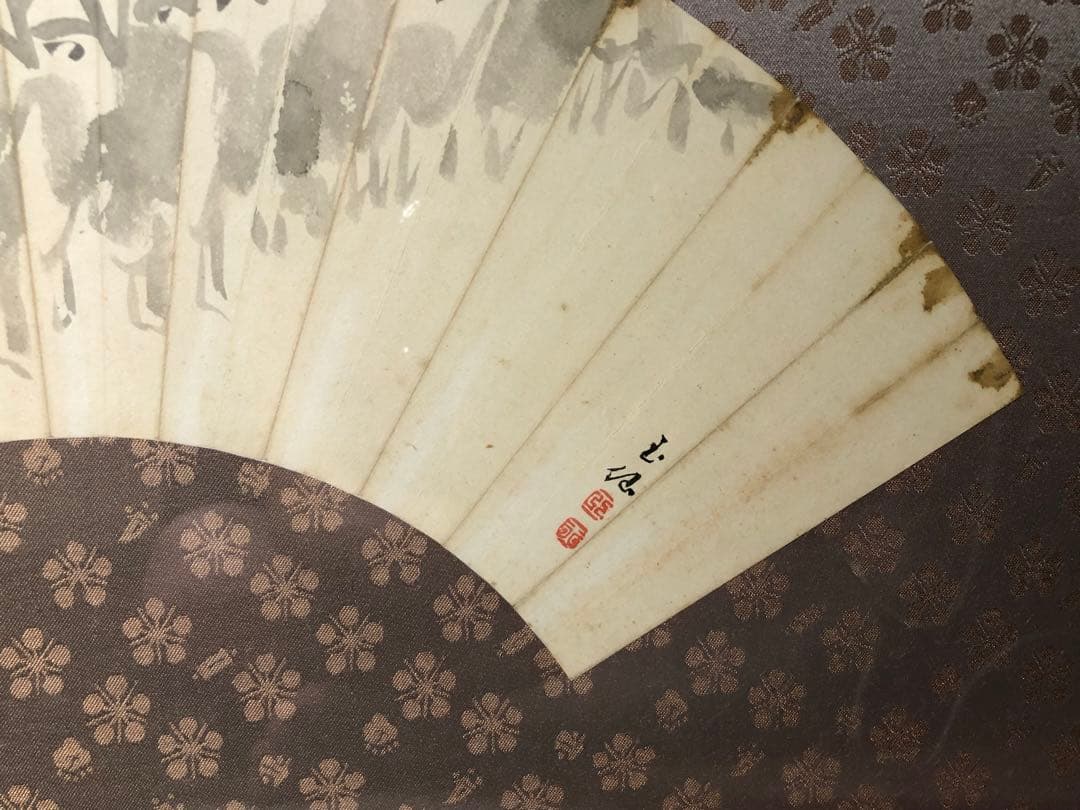 禅画。扇面。明治時代。臨濟宗高僧..大德寺..松雲和尚。美品。茶道美術