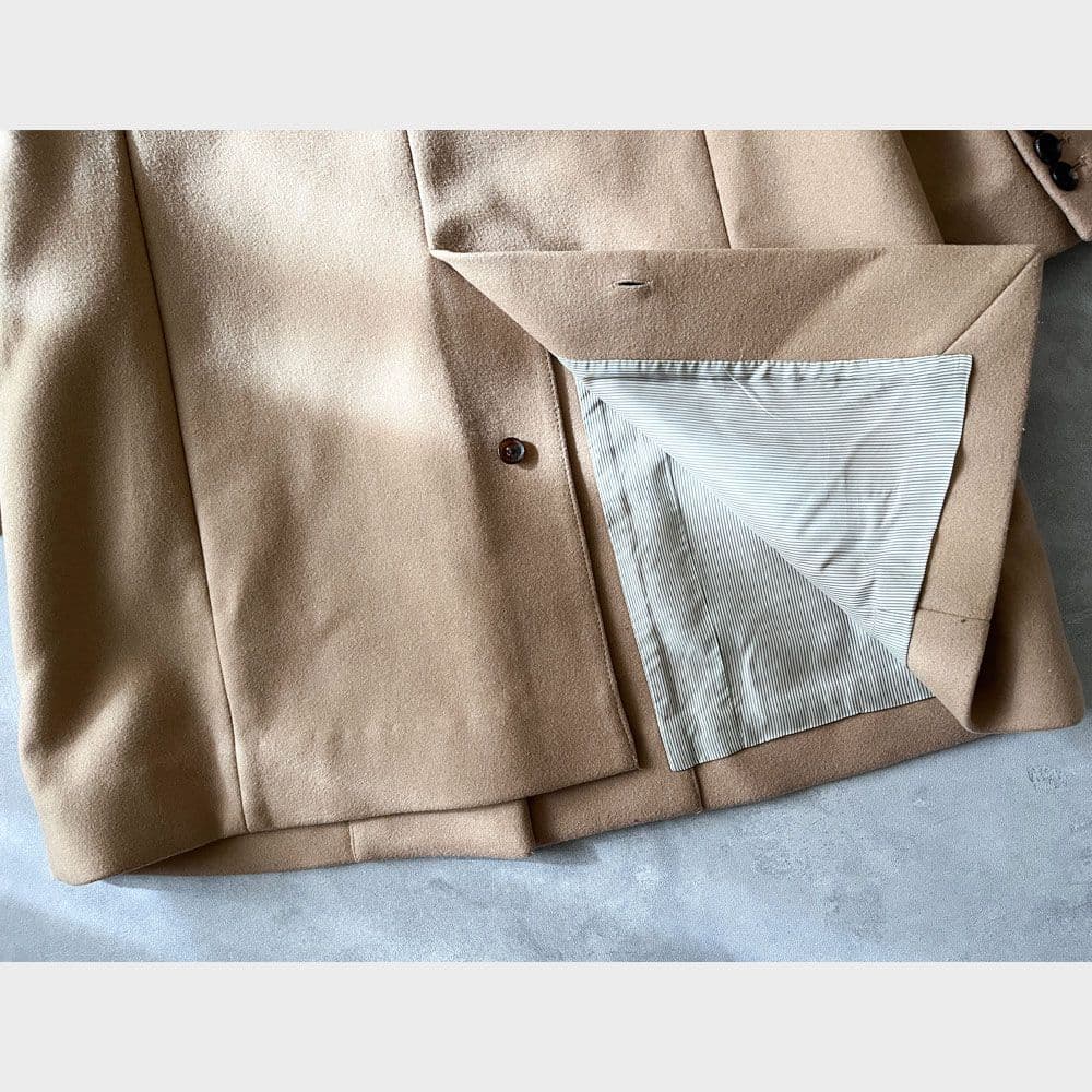 美品 シップス 上質ウール シルク コート チェスターコート ベージュ A7