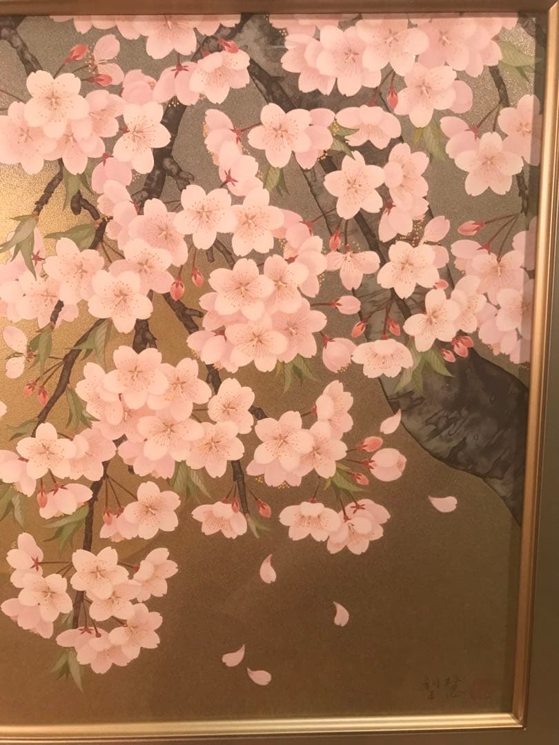 森田りえ子　「枝垂れ桜」　リトグラフ　直筆サイン・落款・作品証明シール有り