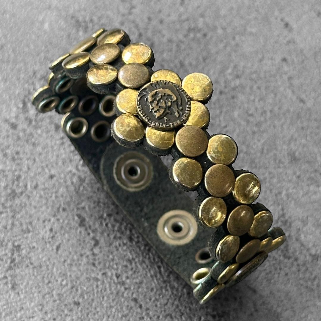 超希少✨DIESEL y2k 00s ブレイブマン スタッズ　レザーブレスレット