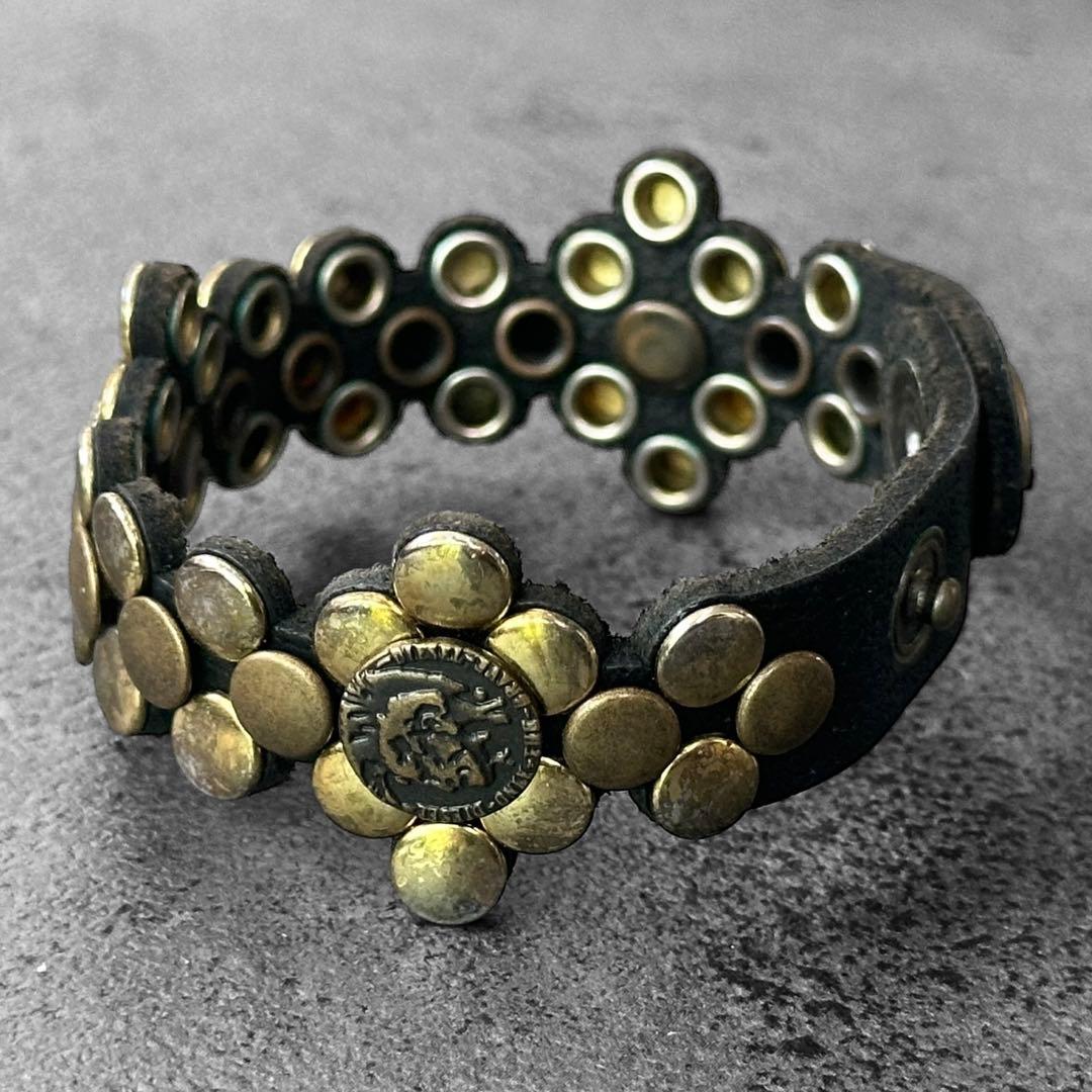 超希少✨DIESEL y2k 00s ブレイブマン スタッズ　レザーブレスレット