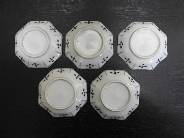 伊万里　色絵八角小皿　5客　MA299