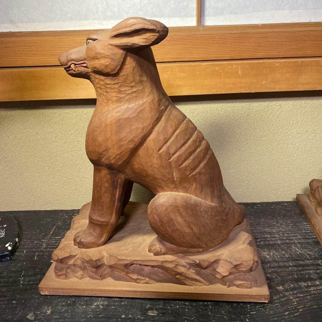 仏師　立川金禄作　木彫狛犬一対セット