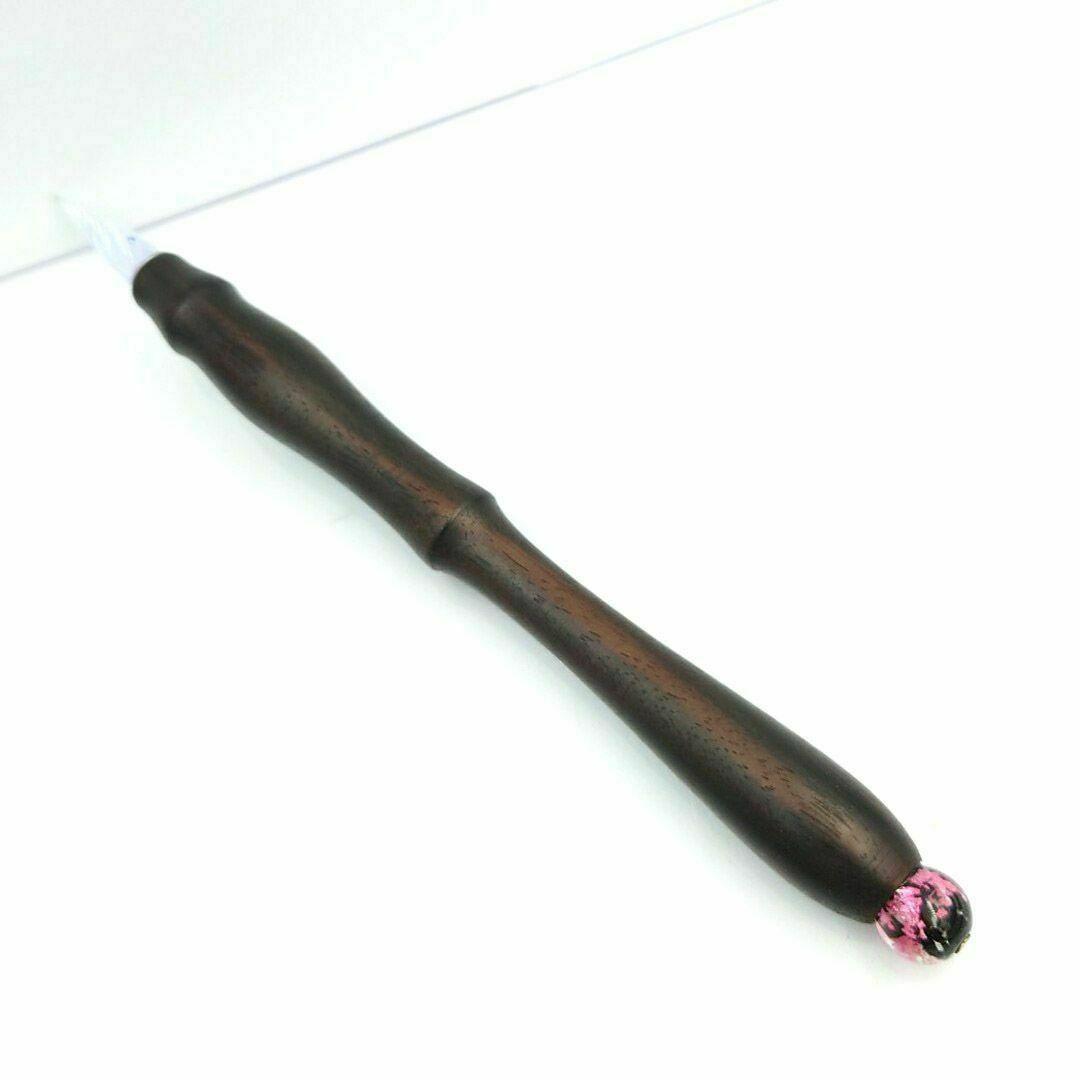 黒壇　ガラスペン木軸　No.11　ホタルガラス　ピンク　桜　ボルトレッティ互換軸
