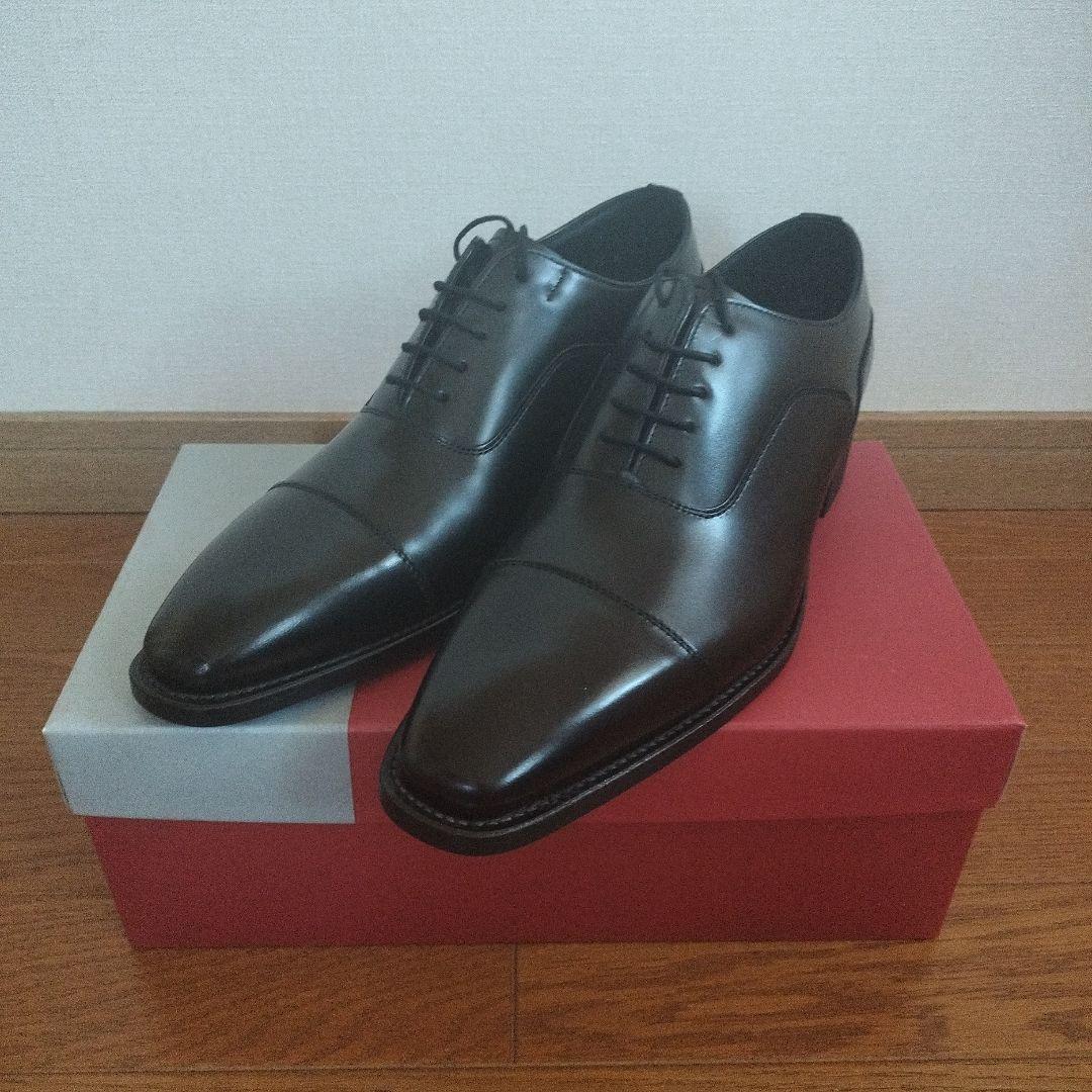 25センチ、リーガル、黒色、ストレートチップ