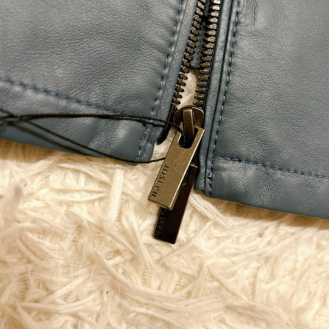 2023年　新品　ジョゼフ　シングルライダース　レザージャケット　ブルゾン　青