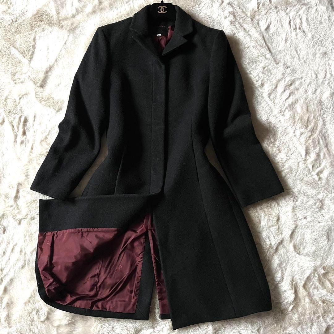 ★ドルチェ&ガッバーナ　チェスターコート　マキシ丈　ブラック　裏地パープル　比翼