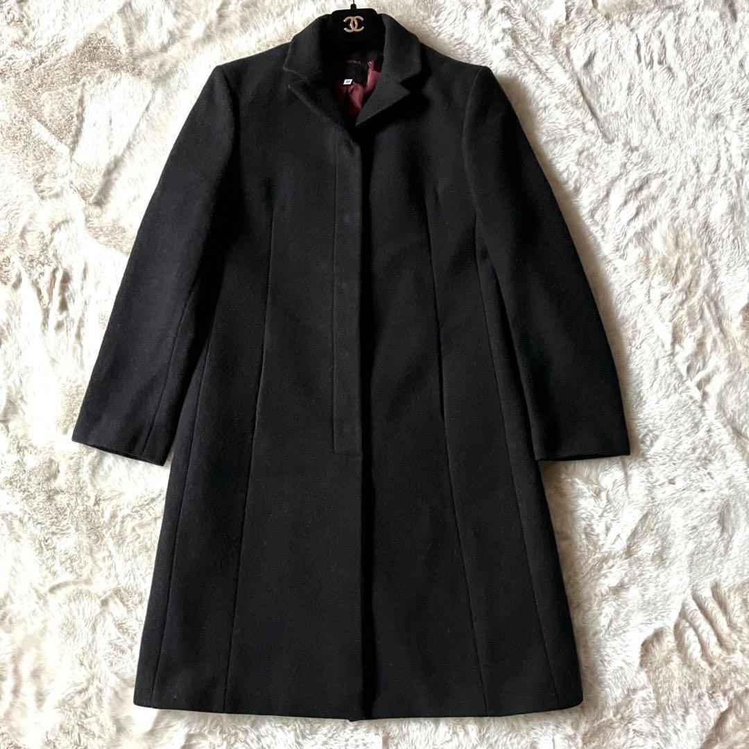 ★ドルチェ&ガッバーナ　チェスターコート　マキシ丈　ブラック　裏地パープル　比翼