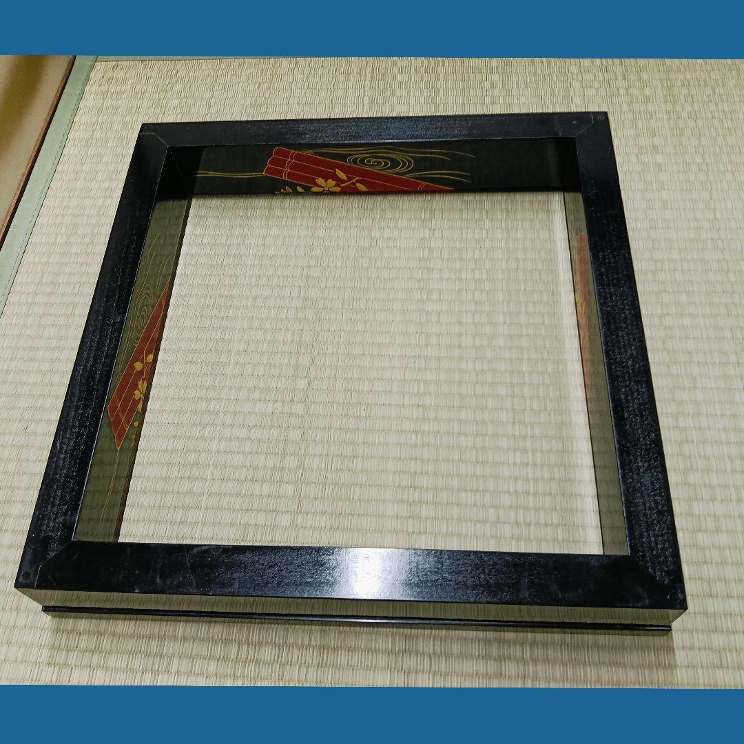 AN19 炉縁 村田宗覚作 花筏蒔絵 木製漆塗 共箱 外箱 茶道具