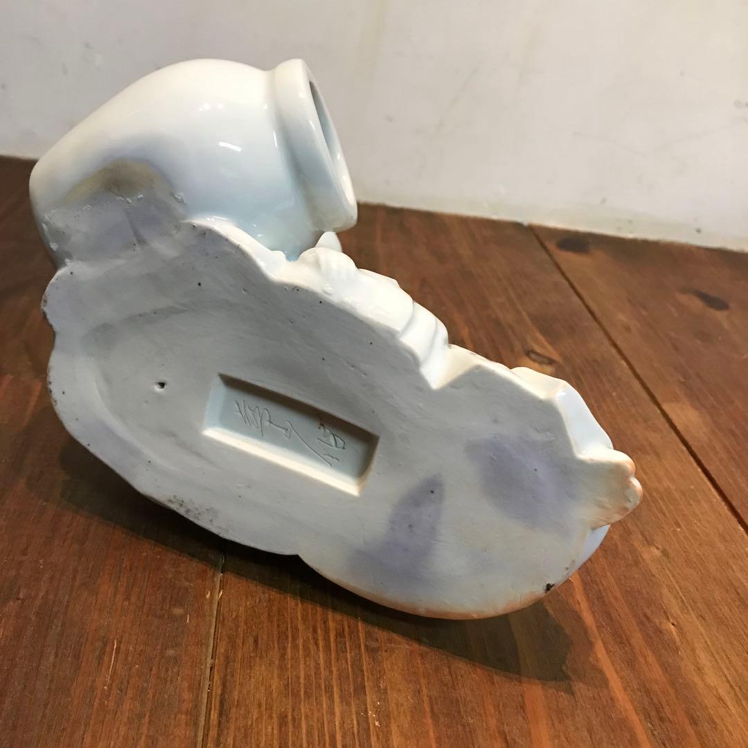美品　陶器　慈山伯　猩々　白磁　置物　オブジェ　当時物　丁寧な作り