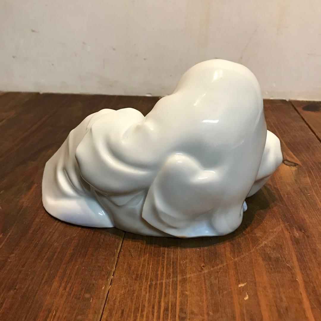 美品　陶器　慈山伯　猩々　白磁　置物　オブジェ　当時物　丁寧な作り