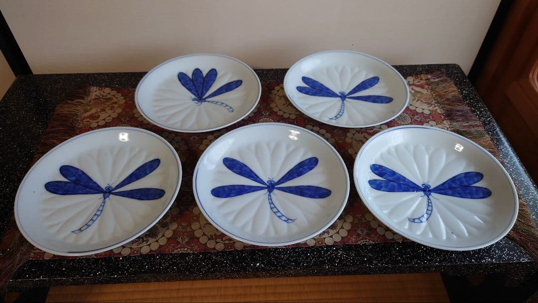 九谷須田菁華蜻蛉中皿５点