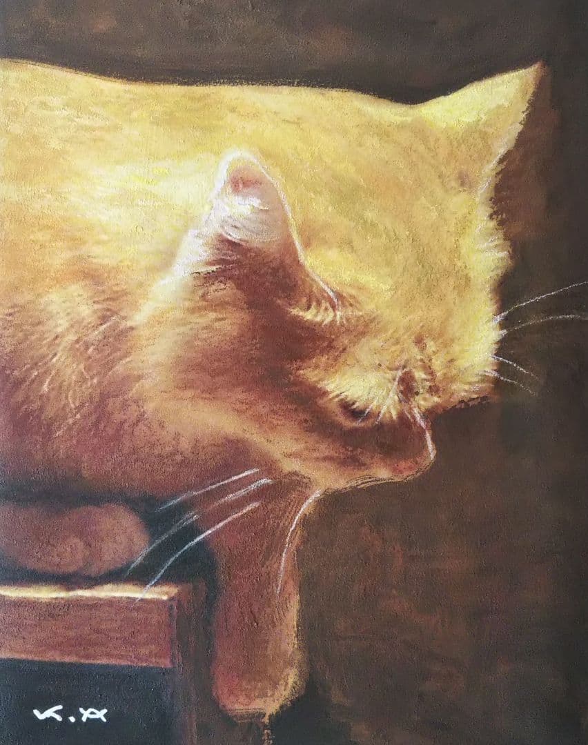 猫の絵◆猫◆真作 新品【水性絵具・アクリル・色鉛筆等】◆防水/丁寧梱包