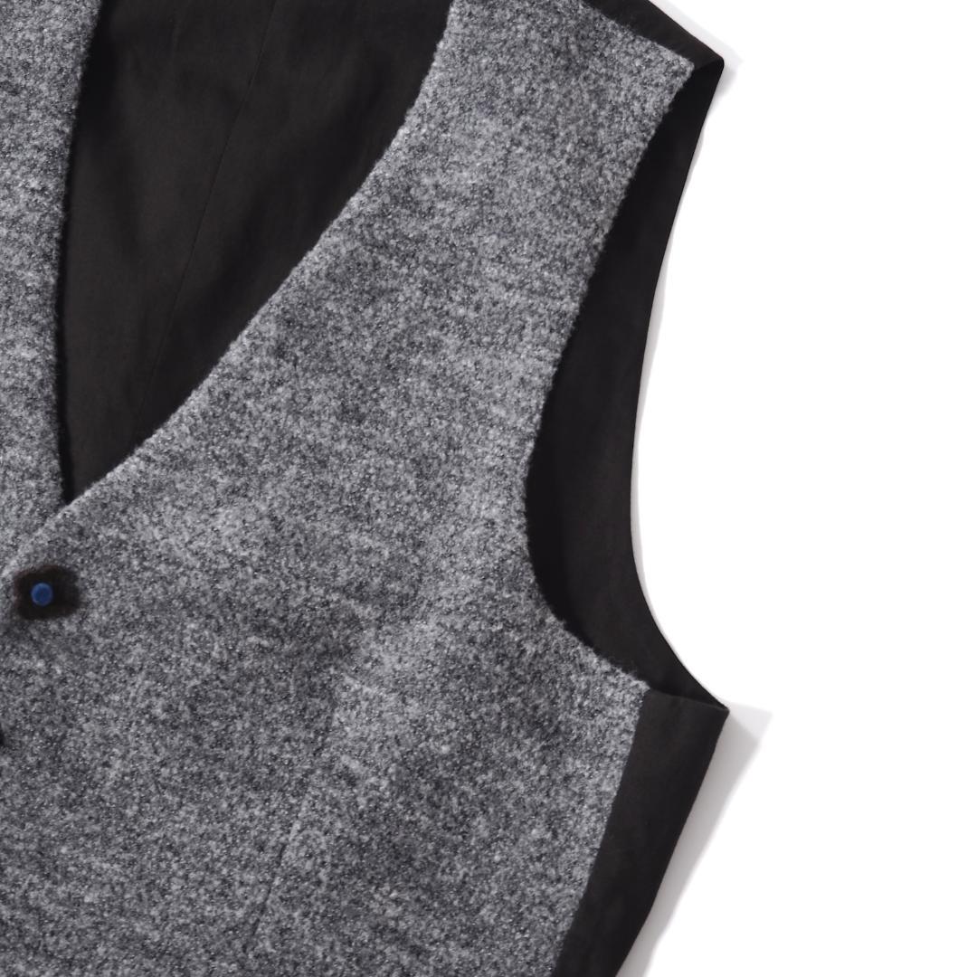 美品 希少 ラルディーニ ブートニエール付 ウール ジレ ベスト グレー