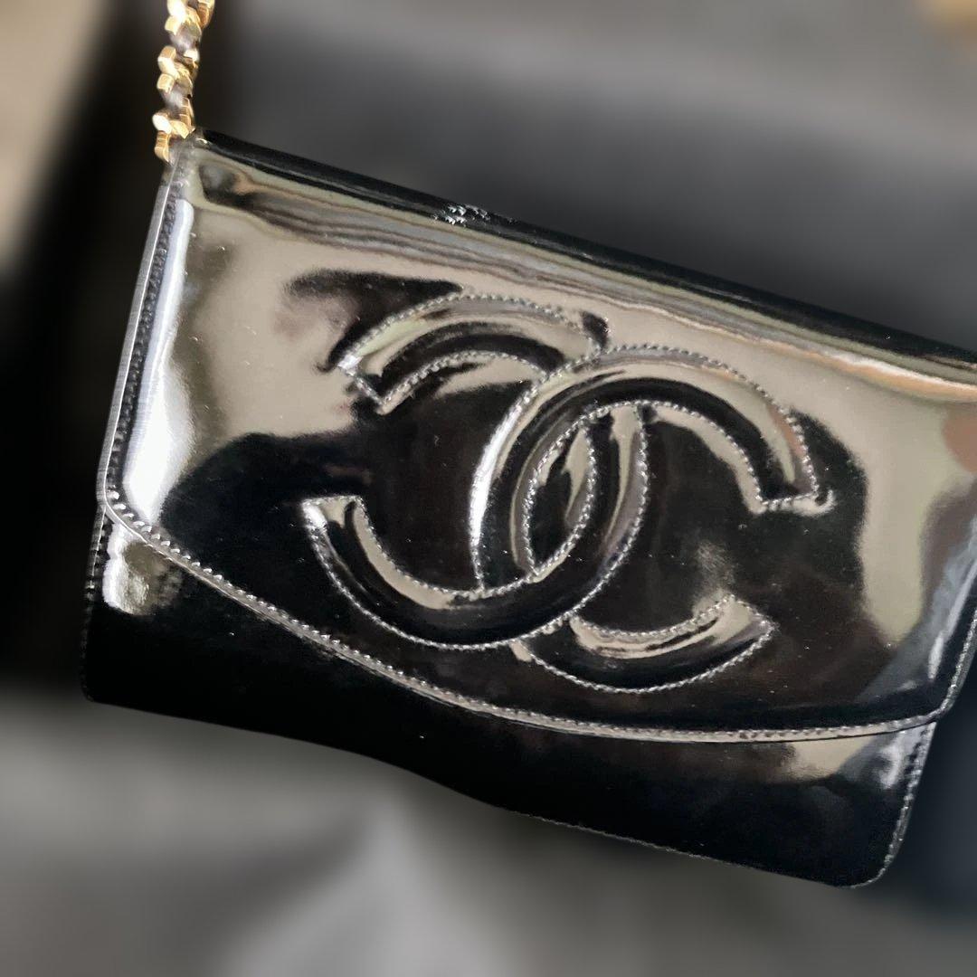 H*売様 CHANEL 黒 パテントレザー バッグ