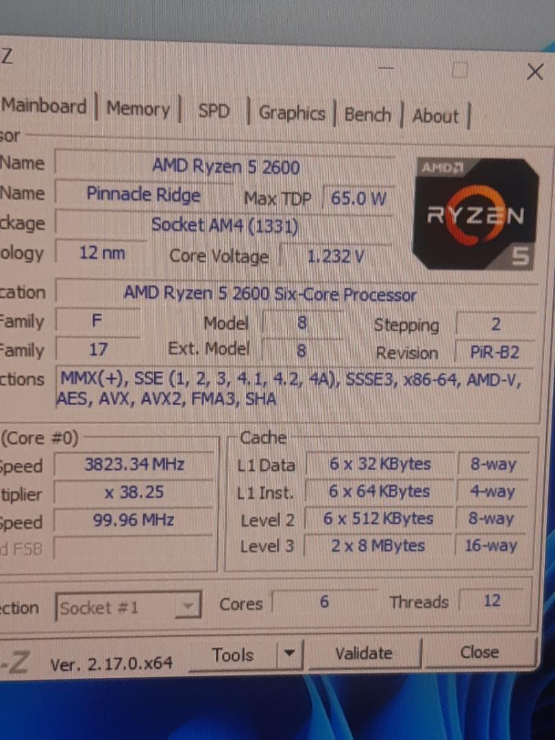 自作PC　RYZEN5 2600・8GB・256GB・GTX645・WIN11
