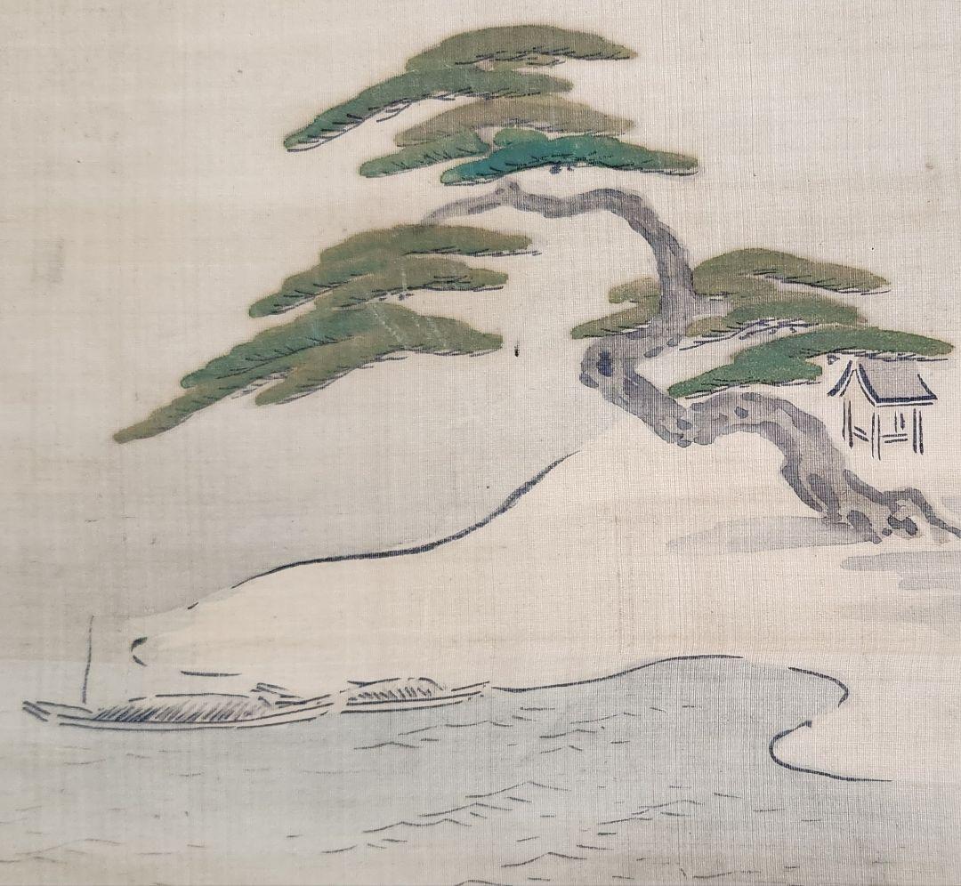 【近江八景図 双幅】狩野友甫宴信 1009 滋賀 掛け軸 肉筆 江戸狩野