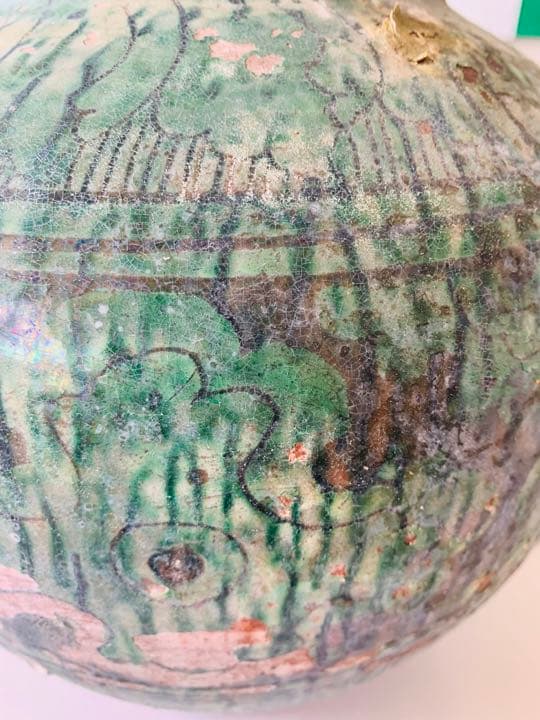 中国遼時代緑釉大缶