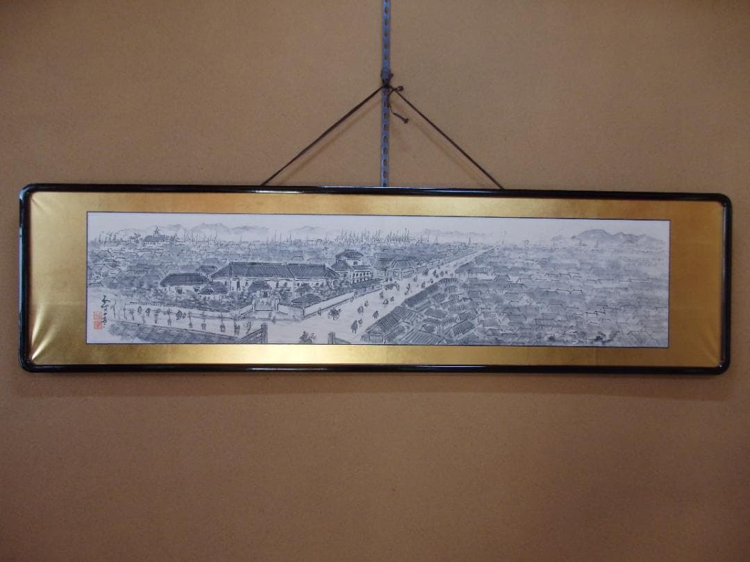 貴重 高橋五仙子　墨画『東堀』思い出の新潟百景 紙本 直筆本物保証 扁額