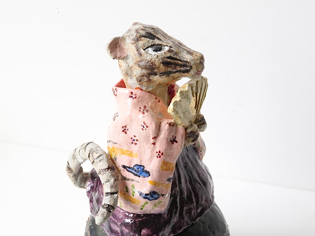 【価格変更】希少作★堤展子　ふたもの『干支ねずみ』