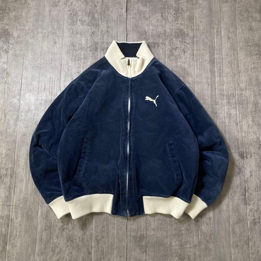 00s PUMA ベロア　中綿ジャケット　リバーシブル　紺　白　XL