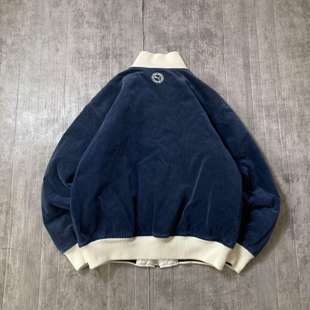 00s PUMA ベロア　中綿ジャケット　リバーシブル　紺　白　XL