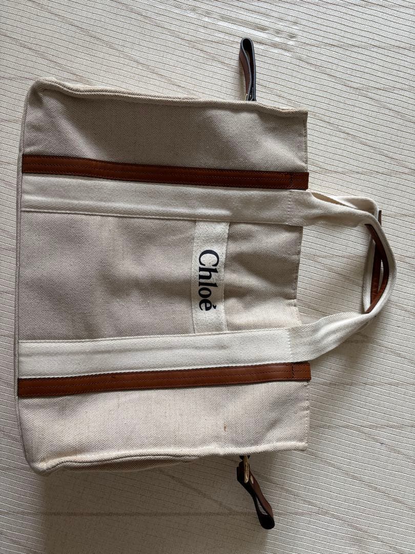 Chloe アイボリー キャンバス ショルダーバック　マザーズバック