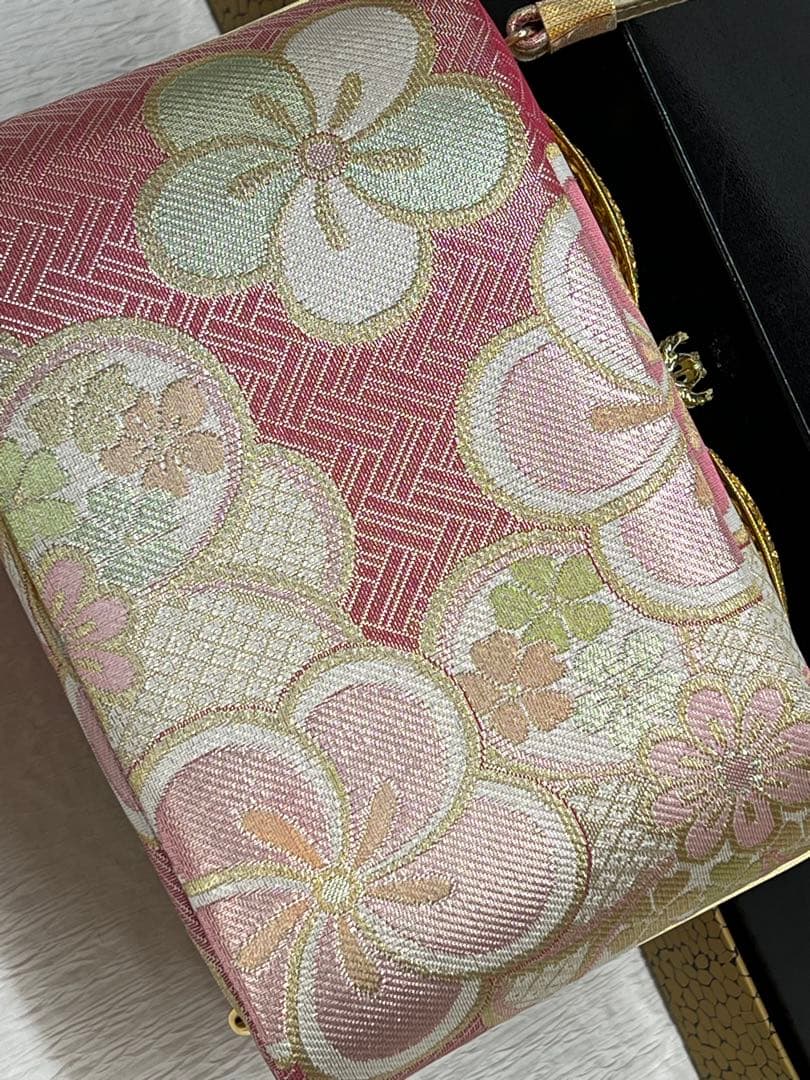 花柄 和装用バッグと草履セット　礼装　振袖　成人式　Mサイズ　厚底