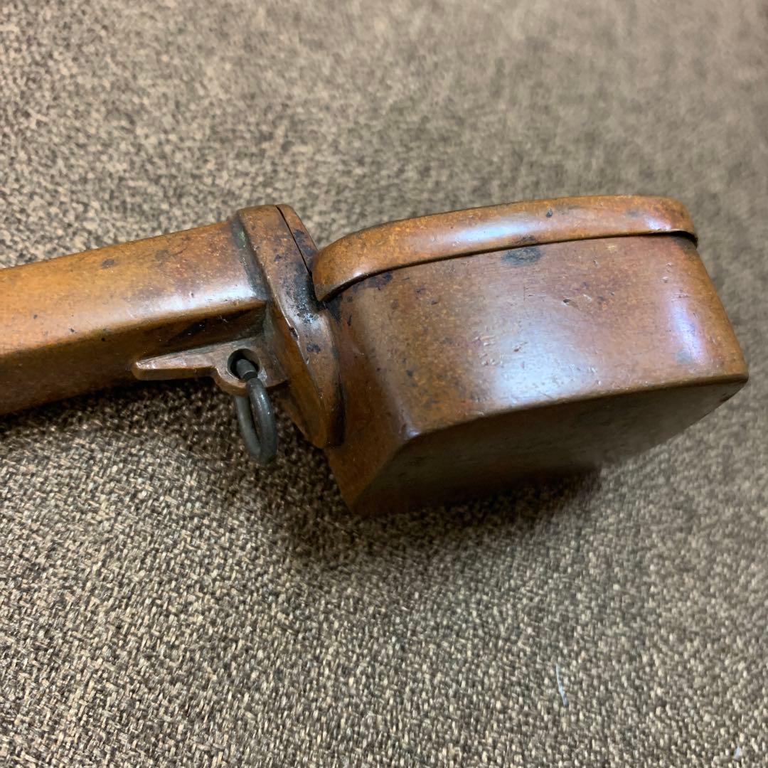 骨董○古銅矢立○ 年代・時代物　銅製 /筆記用具/文房具/墨/筆入れ/書道具