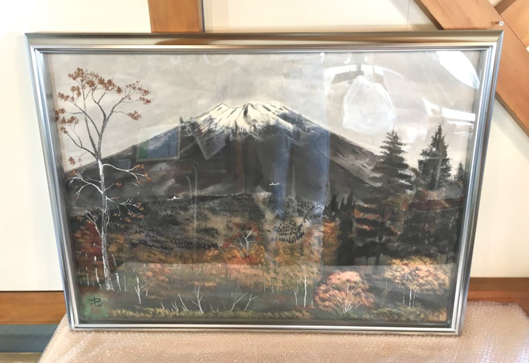晩秋の富士 日本画 額装 美術品 額縁 富士山 秋 小林忠