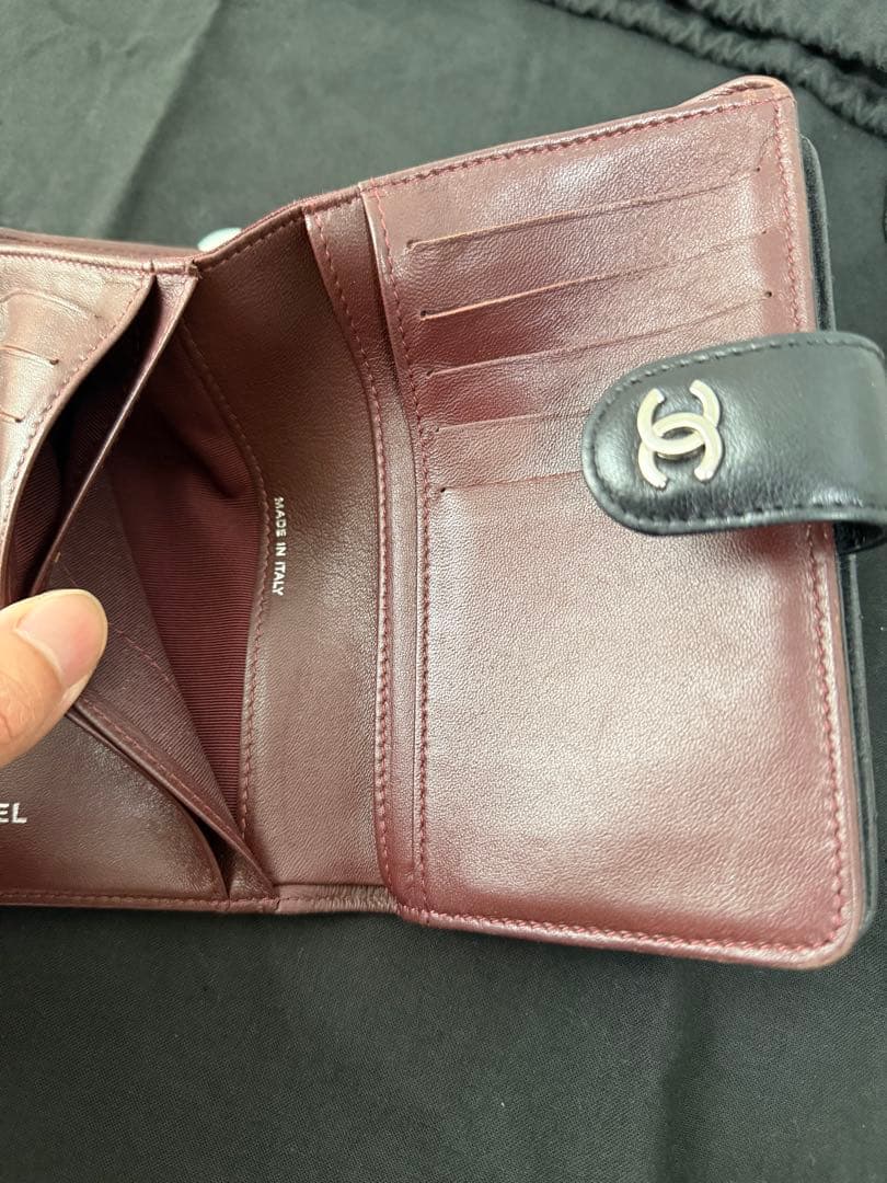 【CHANEL】キルティング ブラック 二つ折り財布