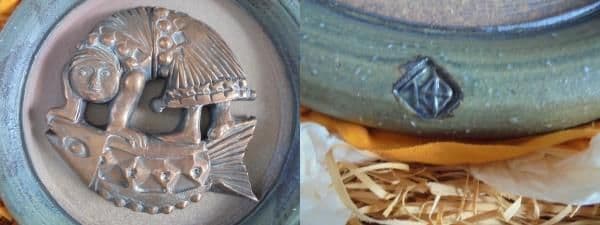 AKa6213　藤平伸　壁飾　魚と少年　共箱