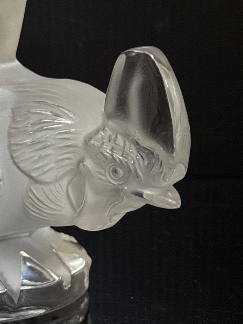 LALIQUE クリスタル 鶏 コックナン カーマスコット 置物 サイン入
