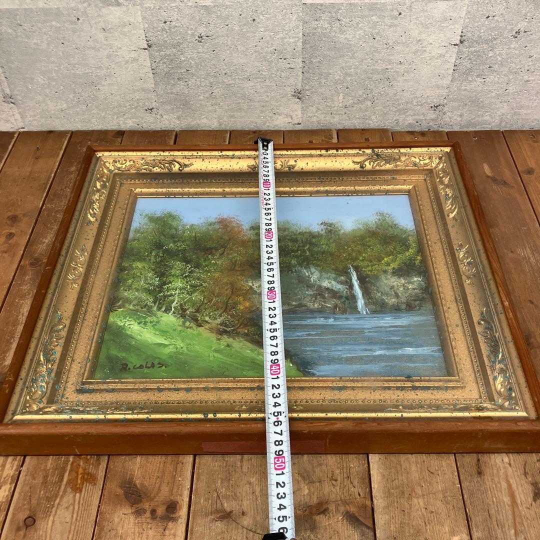 アンティーク 風景画 自然画 湖 滝 森林 油彩画 油絵 アート 絵画 美術