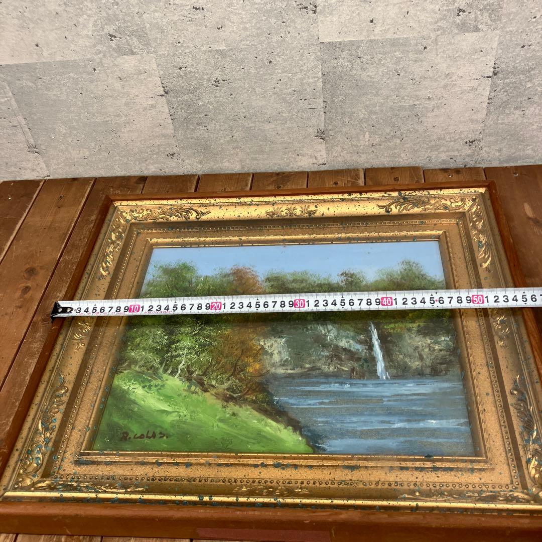 アンティーク 風景画 自然画 湖 滝 森林 油彩画 油絵 アート 絵画 美術