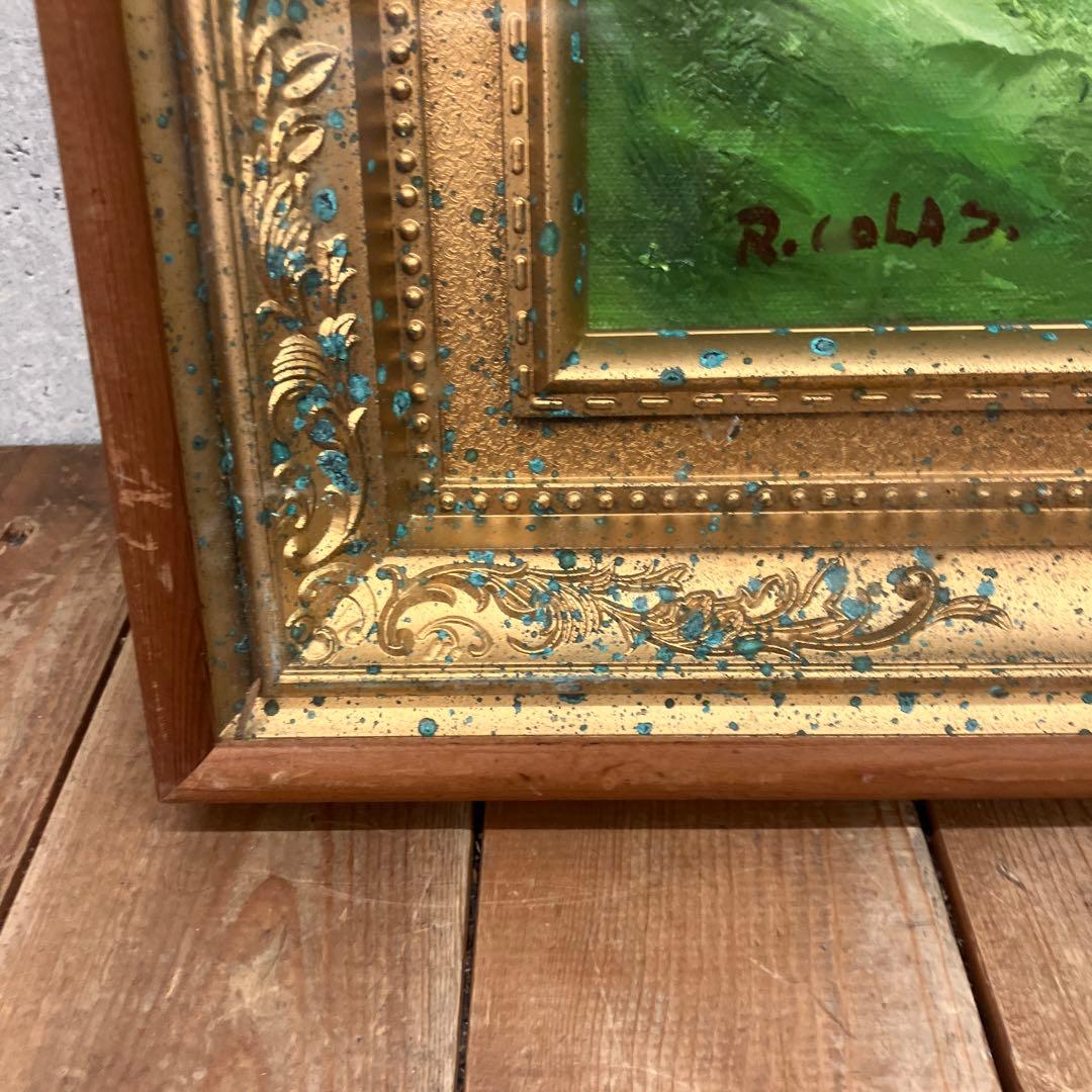 アンティーク 風景画 自然画 湖 滝 森林 油彩画 油絵 アート 絵画 美術