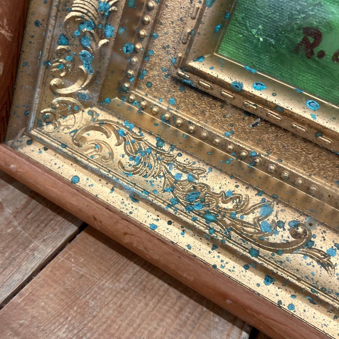 アンティーク 風景画 自然画 湖 滝 森林 油彩画 油絵 アート 絵画 美術