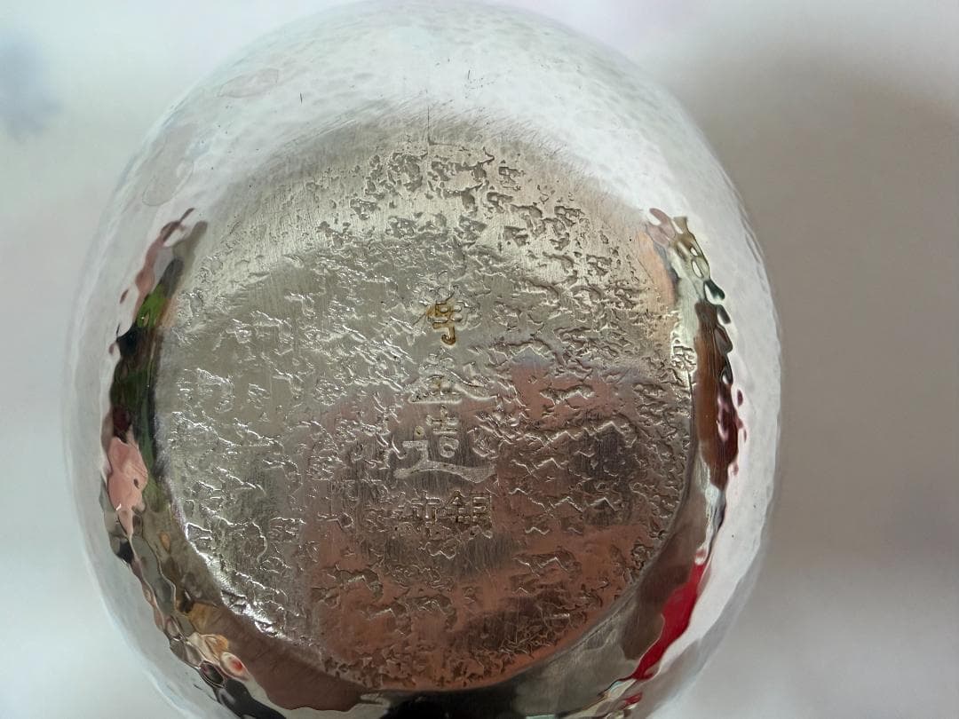 純銀製 鎚目 玉石摘 急須 銀瓶 煎茶道具