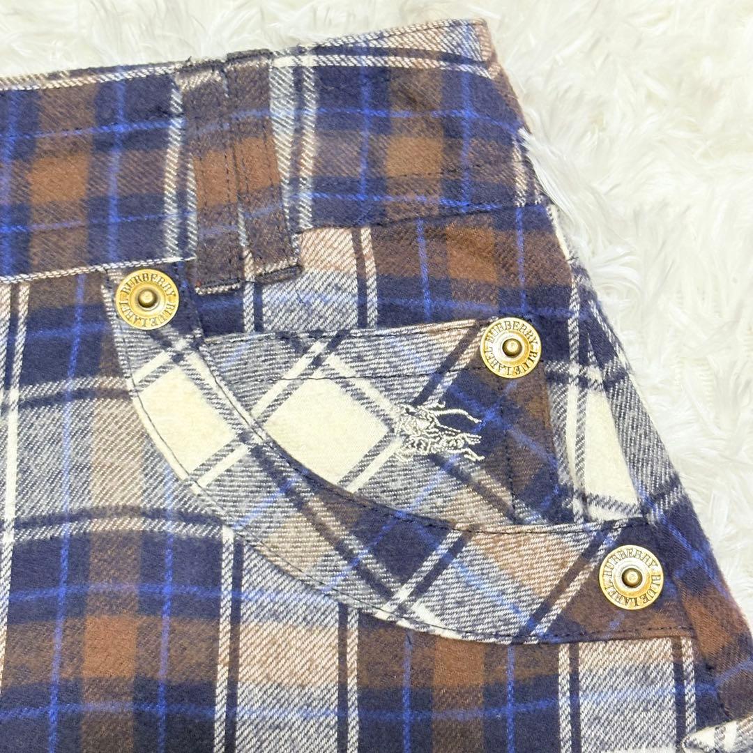 BURBERRY チェック　フリルミニスカート　Y2K 平成ファッション　ブルー