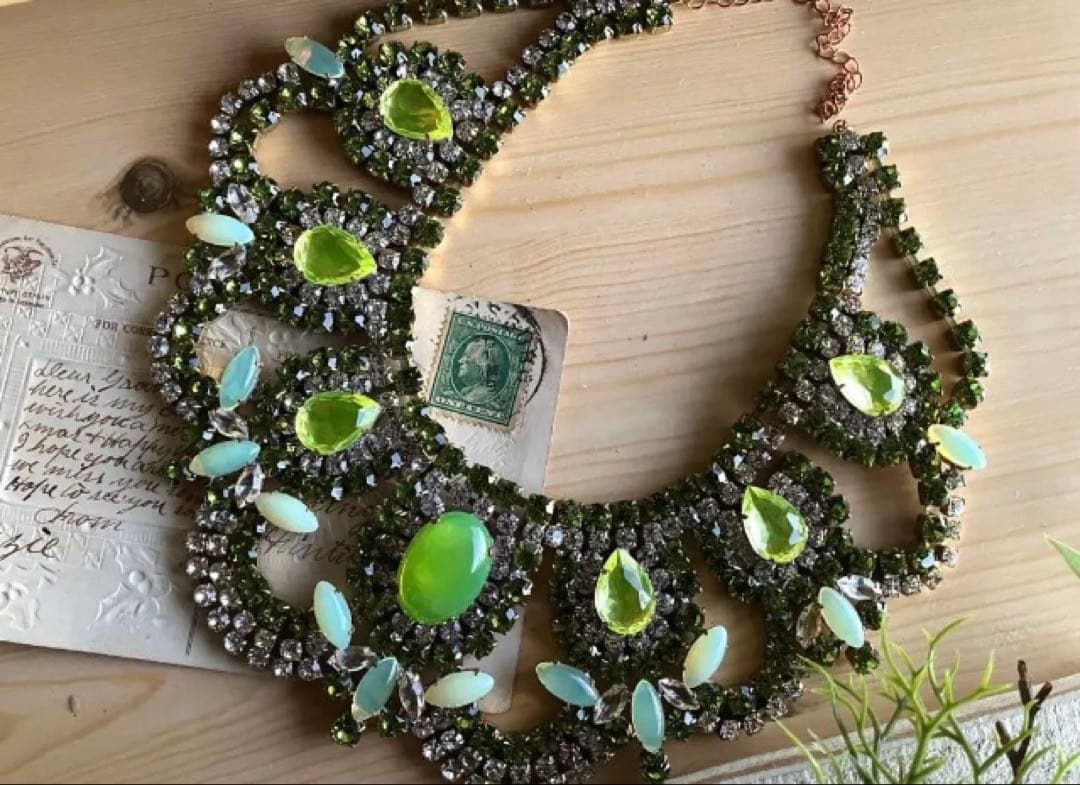 希少◆チェコ　ウランガラスヴィンテージネックレス◆Bijoux.M.G◆ワセリン