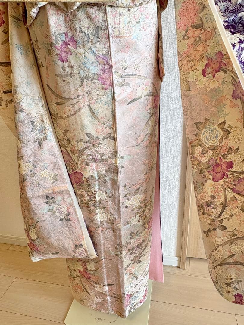 振袖セット 成人式応援 クリーム色系 紫系 ヴィンテージ MH2512261